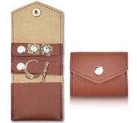 yanjin Mini Borsa da Viaggio per Gioielli in Rotolo con Fibbia Piccole Borse per Gioielli Multifunzionali Pieghevoli Anelli di Conservazione Collane Orecchini,Pu Brown