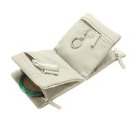 yanjin Organizer da Viaggio in Velluto per Gioielli Pieghevole e Portatile con Zip, Piccole Borse per riporre Orecchini, bracciali e Anelli,Beige