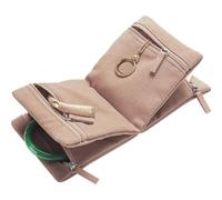 yanjin Organizer da Viaggio in Velluto per Gioielli Pieghevole e Portatile con Zip, Piccole Borse per riporre Orecchini, bracciali e Anelli,Marrone