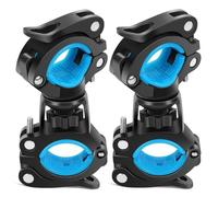 yanjin Supporto Portafaretto 2 Pezzi per Bicicletta Porta Luce LED Supporto con Clip A Morsetto A Rotazione di 360° per Ciclismo,Blu