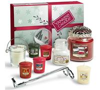 Yankee Candle confezione regalo, 8 candele profumate, portacandele, taglia-stoppino e paralume Illuma-Lid, Set di candele natalizie da 11 pezzi