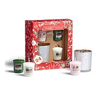 Yankee Candle confezione regalo | Candele profumate natalizie | 3 candele sampler e 1 porta candela sampler | Collezione Countdown to Christmas