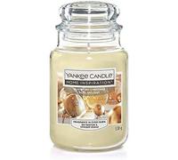 Yankee Candle Glistening Christmas - Vaso grande per scaldare le vacanze con un accogliente abbraccio di vaniglia cremosa e ambra morbida.