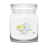 Yankee Candle Candela profumata firmata, candela in barattolo medio al gelsomino di mezzanotte con doppio stoppino, miscela di cera di soia, candela a lunga combustione, regalo perfetto per le donne