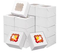 YankMooM 15 scatole per torte con finestra, 10 x 10 x 5 cm, scatole bianche da forno con display per biscotti, per torte, fragole, ciambelle, muffin, macaron