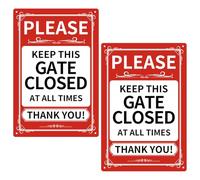 YankMooM Confezione da 2 cartelli con scritta in lingua inglese "Please Keep the Gate Closed", 30 x 20 cm, in alluminio, con scritta "Please Close the Gate Door", resistente ai raggi UV, impermeabile,