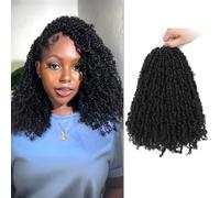 Yanky - 3 extension di capelli all'uncinetto, 20,5 cm, 25,5 cm, confezione da 3, totale 9 confezioni, colore nero naturale, pre-attorcigliati con micro torsione a molla, stile bohémien senegalese con