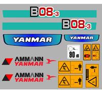 Yanmar B08-3 Mini Digger Decalcomania Set Con Attenzione Segni
