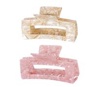 YanMing Mollette per capelli a forma di conchiglia di tartaruga, 10,4 cm, in acetato di cellulosa, confezione da 2 fermagli per capelli ricci spessi (stile B)