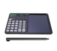 Yanmis Calcolatrice Solare con Blocco Note e Stilo, Calcolatrice di Base da Tavolo con Scrittura LCD da 7", Doppia Alimentazione (Solare + batteria), Leggera per Ufficio, Scuola e Finanza (BLACK)