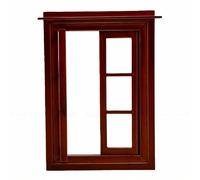 Yanmis Finestre per Case delle Bambole in Scala 1:12 Miniatura in Legno a 6 Riquadri Altamente Dettagliata per Cottage Vintage 1 unità (Castagna)