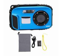 Yanmis Fotocamera Subacquea, Fotocamera Digitale Impermeabile 1080P 48MP 16X 5m con Display LCD da 2,4 Pollici per Immersioni in Campeggio e Snorkeling (BLUE)