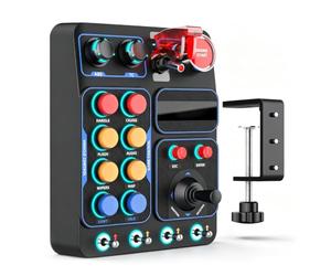 Yanmis Sim Racing Button Box per Wins PC, CB1 USB PC Simulator Scatola di Controllo Centrale di Gara con 19 Pulsanti 9 30 Opzioni Programmabili Retroilluminazione RGB