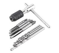 Yanmis Tap Holder Wrench Kit, 9PCS Adjustable T-shaped Tap Wrench Set with Twist Drill Bits Threading Tapping Hand Tool Kit for Thread Processing
