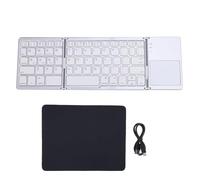 Yanmis Tastiera Pieghevole, Tastiera Wireless Ricaricabile Tripla Pieghevole con Touchpad per Telefono, Computer, Laptop, Compatibile con, per, per OS X (argento+bianco)