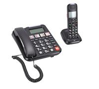 Yanmis Telefono Cordless con Filo, con Vivavoce e ID Chiamante in Attesa di Chiamata, Schermo LCD da 3,0 Pollici, Chiamate in Vivavoce Full Duplex, per Ufficio Domestico (Spina europea)