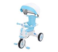 Yanmis Triciclo per Ragazzi e Ragazze da 18 Mesi a 5 Anni, Triciclo per Bambini con Maniglia di Spinta Regolabile per i Genitori, Luce Musicale, Tettuccio Pieghevole (BLUE)