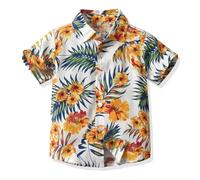 Yanmucy Camicia Hawaiana da Uomo e Ragazzo Padre e Figlio abbinabile Abbigliamento da Spiaggia Camicie da Spiaggia per Ragazzi Stampa Floreale Cotone abbottonatura Camicie Casual Genitore-Figlio
