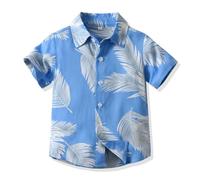 Yanmucy Camicie hawaiane per uomo e ragazzi Abbigliamento da spiaggia abbinato padre e figlio Camicie in cotone con stampa floreale a bottoni per ragazzi Abbigliamento estivo genitore-figlio, 7-8 Anni