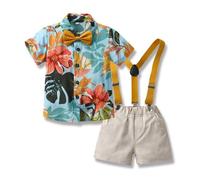 Yanmucy Completi per Bambino Neonato Tutina da Gentiluomini Hawaiano Bambini Piccoli e Neonati Jumpsuit Vestiti Tuta Spiaggia Vacanza Partito Camicia Pantaloncini Set