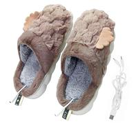 Yanmucy USB Pantofole Riscaldanti Elettriche Unisex Scaldapiedi Peluche per Donne con Ali Scaldapiedi Elettrico Pantofole Riscaldate per Donne Uomini Scaldapiedi (290cm, Caffè)