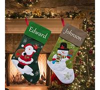 YanNanKe Calze di Natale Personalizzate Set di 2, Calze di Natale Personalizzate Etichette con Nome, Calze di Natale Decorazioni per la Famiglia (2 Pezzi)