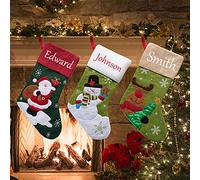 YanNanKe Calze di Natale Personalizzate Set di 3, Calze di Natale Personalizzate Etichette con Nome, Calze di Natale Decorazioni per la Famiglia (3 Pezzi)