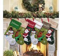 YanNanKe Calze di Natale Personalizzate Set di 6, Calze di Natale Personalizzate Etichette con Nome, Calze di Natale Decorazioni per la Famiglia (6 Pezzi)