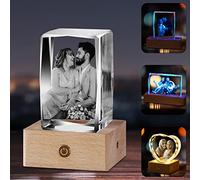 YanNanKe Cristallo inciso personalizzato 3d foto di cristallo inciso al laser personalizzato con immagine, foto regali personalizzati per la festa del papà, compleanno, anniversario