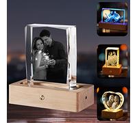 YanNanKe Cristallo inciso personalizzato 3d foto di cristallo inciso al laser personalizzato con immagine, foto regali personalizzati per la festa del papà, compleanno, anniversario