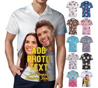 YanNanKe Polo Personalizzata per Uomo Donna Progetta Il Tuo Foto Testo Polo da Golf Personalizzate con Foto Regali per Golfisti