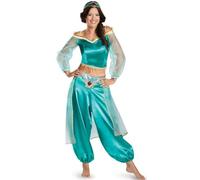 Yanny Jasmine Aladdin, costume da principessa da uomo, principe arabo, cosplay, Halloween, da donna (verde, X-Small)