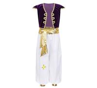 Yanny Jasmine - Costume da principessa Aladdin, da uomo, per cosplay, Halloween, da donna (viola, medio)
