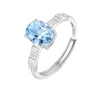 YANQSHM Anelli Argento 925 Donna, Anelli Argento Sterling 925 Cristalli Naturali per Donna Fascia Regolabile Pietre Preziose dal Taglio Ovale Pietra Portafortuna Vibrante Promessa Fidanzamento Fede