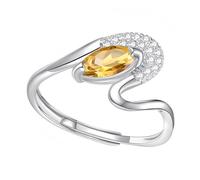 YANQSHM Anelli Donna Argento 925, Anello Cristallo Argento Sterling S925 per Donna Fatto Mano Fascia Fidanzamento Intrecciata Regolabile Pietra Preziosa Luminosa Zircone Promessa Matrimonio Regalo p