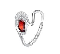 YANQSHM Anelli Donna Argento, Anello Argento Sterling S925 Pietre Preziose per Donna Anelli Fidanzamento Forma Onda Regolabile Cristalli Luminosi e Zirconi Promessa Matrimonio Regalo per Lei Rubino