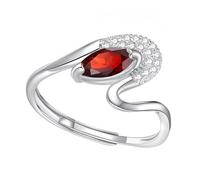 YANQSHM Anelli Donna Argento, Anello Cristallo Argento Sterling S925 per Donna Fatto Mano Fascia Fidanzamento Intrecciata Regolabile Pietra Preziosa Luminosa Zircone Promessa Matrimonio Regalo per L