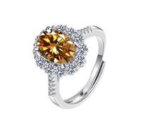 YANQSHM Anelli Donna, Sublimi Anelli Pietra Portafortuna Pietra Preziosa Taglio Ovale Fascia Fidanzamento Regolabile Eternità Scintillante Gioiello in Cristallo Regalo per Donne e Uomini Citrino Ot
