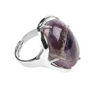 YANQSHM Anello Ametista Naturale per Donna Anello Pietra Preziosa Ovale Vibrante Fascia Regolabile Fascia per Pollice Cristallo Curativo Reiki Gioiello Fatto Mano Regalo Scatola