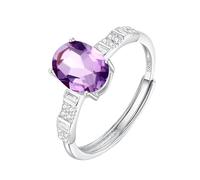YANQSHM Anello Argento 925 Donna, Anelli Argento Sterling 925 Cristalli Naturali per Donna Fascia Regolabile Pietre Preziose dal Taglio Ovale Pietra Portafortuna Vibrante Promessa Fidanzamento Fede