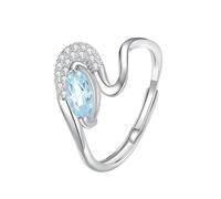 YANQSHM Anello Argento 925 Donna, Anello Argento Sterling S925 Pietre Preziose per Donna Anelli Fidanzamento Forma Onda Regolabile Cristalli Luminosi e Zirconi Promessa Matrimonio Regalo per Lei Top