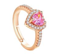 YANQSHM Anello di Cristallo, Anello a Forma Cuore Senza Tempo Pietra Preziosa Rosa Elegante Fascia Fidget Regolabile Fascia Fidanzamento per L'Eternità Scintillante Gioiello in Cristallo Zircone Re