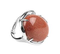 YANQSHM Anello Pietra Arenaria Marrone Naturale per Donna Anello Pietra Preziosa Ovale Vibrante Fascia Regolabile Fascia per Il Pollice Cristallo Curativo Reiki Regalo di Gioielli Fatti Mano Scatola