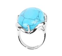 YANQSHM Anello Pietra Naturale per Donna e Uomo Anello Pietra Preziosa Ovale Vibrante Fascia Regolabile Fascia per Pollice Cristallo Curativo Reiki Gioiello Fatto Mano Regalo Scatola Blu Turchese