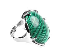 YANQSHM Anello Pietra Naturale per Donna e Uomo Anello Pietra Preziosa Ovale Vibrante Fascia Regolabile Fascia per Il Pollice Cristallo Curativo Reiki Gioiello Fatto Mano Regalo Scatola Malachite
