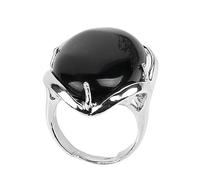 YANQSHM Anello Pietra Naturale per Donna e Uomo Anello Pietra Preziosa Ovale Vibrante Fascia Regolabile Fascia per Pollice Cristallo Curativo Reiki Gioiello Fatto Mano Regalo Scatola Agata Nera