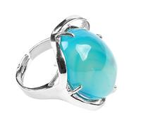 YANQSHM Anello Pietra Naturale per Donna e Uomo Anello Pietra Preziosa Ovale Vibrante Regolabile Fascia per Pollice Cristallo Curativo Reiki Gioiello Fatto Mano Regalo Scatola Agata Venature Blu