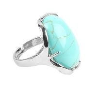 YANQSHM Anello Turchese Naturale per Donna Anello Pietra Preziosa Ovale Vibrante Regolabile Fascia Pietra Importante Cristallo Curativo Reiki Fascia per Il Pollice Gioiello Fatto Mano Regalo Scatola