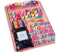 YANRONG Set di accessori per capelli per ragazze, elastici per capelli in nylon, elastici per coda di cavallo, elastici per bambini, clip per capelli a forma di cartone animato, per capelli spessi e