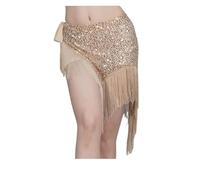 YANSHUYU Abito con frange, per danza del ventre, per esercizi, con paillettes, per danza, versatile in vita, costume da frange, Champagne2pcs, Taglia unica